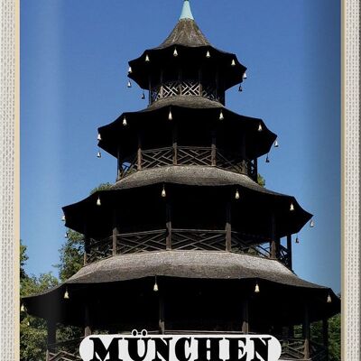 Blechschild Städte München Chinesicher Turm Baukunst 20x30cm
