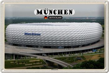 Plaque en tôle villes Munich vue de l'Allianzarena 30x20cm 1