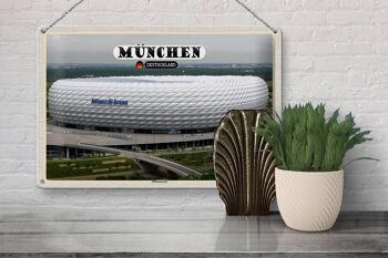 Plaque en tôle villes Munich vue de l'Allianzarena 30x20cm 3