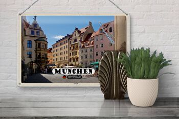 Plaque en étain Villes Munich Old Town Inn 30x20cme 3