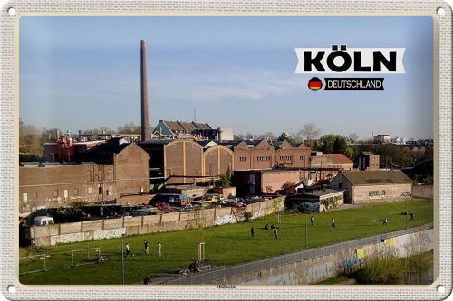 Blechschild Städte Köln Mülheim Industrie Fluss 30x20cm