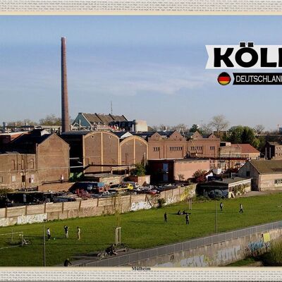 Plaque en tôle villes Cologne Mülheim industrie rivière 30x20cm