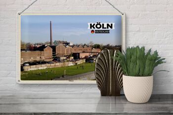 Plaque en tôle villes Cologne Mülheim industrie rivière 30x20cm 3