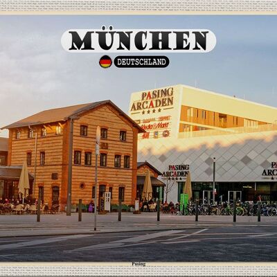 Cartel de chapa ciudades Munich Pasing centro de la ciudad 30x20cm
