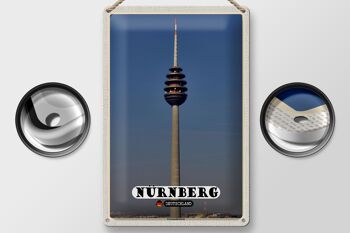 Panneau en étain villes Nuremberg, tour de télécommunication, peinture 20x30cm 2