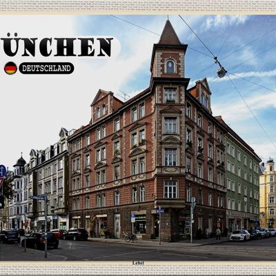 Cartel de chapa Ciudades Munich Lehel Street City 30x20cm