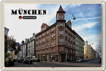 Plaque en étain Villes Munich Lehel Street City 30x20cm 1