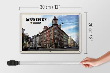 Plaque en étain Villes Munich Lehel Street City 30x20cm 4