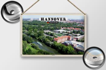 Plaque en tôle Villes de Hanovre vue d'Ihmeufer 30x20cm 2