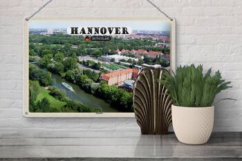 Plaque en tôle Villes de Hanovre vue d'Ihmeufer 30x20cm 3