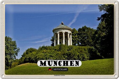 Blechschild Städte München Englischer Garten 30x20cm