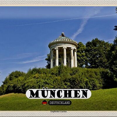 Cartel de chapa ciudades Munich Jardín Inglés 30x20cm