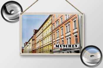 Plaque en tôle villes Munich Haidhausen bâtiment 30x20cm 2