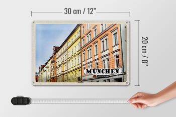 Plaque en tôle villes Munich Haidhausen bâtiment 30x20cm 4