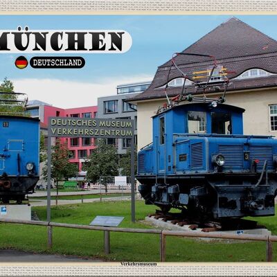Plaque en tôle Villes Munich Musée allemand des transports 30x20cm