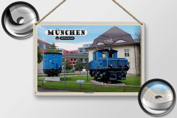 Plaque en tôle Villes Munich Musée allemand des transports 30x20cm 2