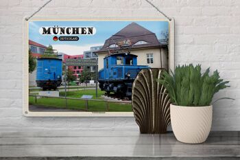 Plaque en tôle Villes Munich Musée allemand des transports 30x20cm 3