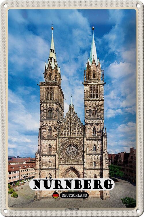 Blechschild Städte Nürnberg Lorenzkirche Architektur 20x30cm