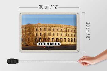 Panneau en étain villes Nuremberg, style de construction de la salle des congrès 30x20cm 4