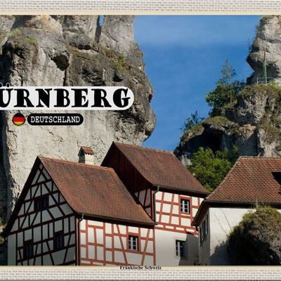 Plaque en tôle villes Nuremberg Suisse franconienne 30x20cm