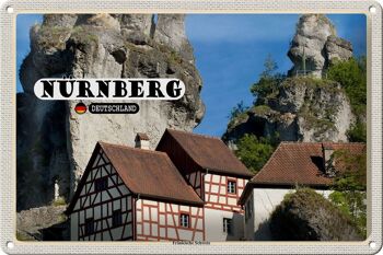 Plaque en tôle villes Nuremberg Suisse franconienne 30x20cm 1