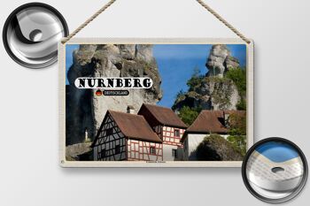 Plaque en tôle villes Nuremberg Suisse franconienne 30x20cm 2