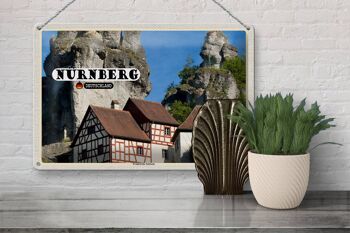 Plaque en tôle villes Nuremberg Suisse franconienne 30x20cm 3