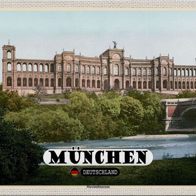 Cartel de chapa ciudades Munich Maximilianeum arquitectura 30x20cm