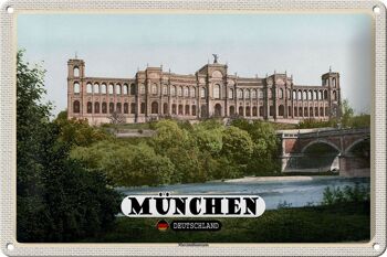 Plaque en tôle villes Munich Maximilianeum architecture 30x20cm 1