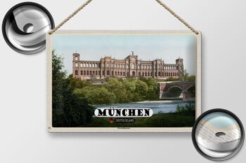Plaque en tôle villes Munich Maximilianeum architecture 30x20cm 2