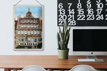 Plaque en tôle villes Nuremberg Pellerhaus architecture 20x30cm 3
