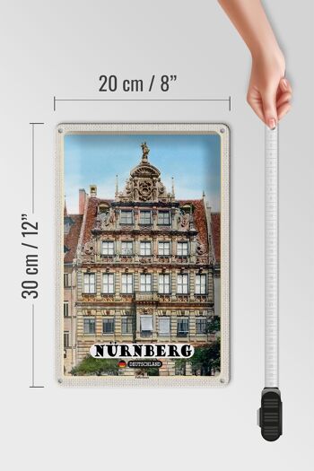 Plaque en tôle villes Nuremberg Pellerhaus architecture 20x30cm 4