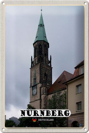 Panneau en étain villes Nuremberg St. Église Saint-Pierre 20x30cm 1