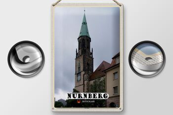 Panneau en étain villes Nuremberg St. Église Saint-Pierre 20x30cm 2