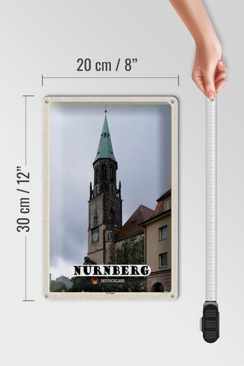 Panneau en étain villes Nuremberg St. Église Saint-Pierre 20x30cm 4
