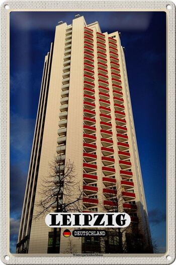 Plaque en tôle villes Leipzig jardin d'hiver gratte-ciel 20x30cm 1