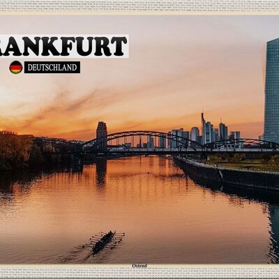 Cartel de chapa ciudades Frankfurt Ostende Rin nuevo edificio 30x20cm