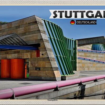 Panneau en étain villes Stuttgart, galerie d'État, Architecture, 30x20cm