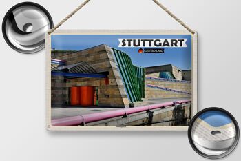 Panneau en étain villes Stuttgart, galerie d'État, Architecture, 30x20cm 2