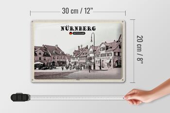 Plaque en étain villes Nuremberg Wöhrd vieille ville peinture 30x20cm 4