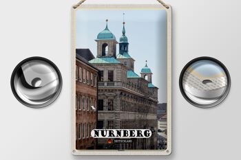 Panneau en étain villes bâtiment de l'hôtel de ville de Nuremberg 20x30cm 2