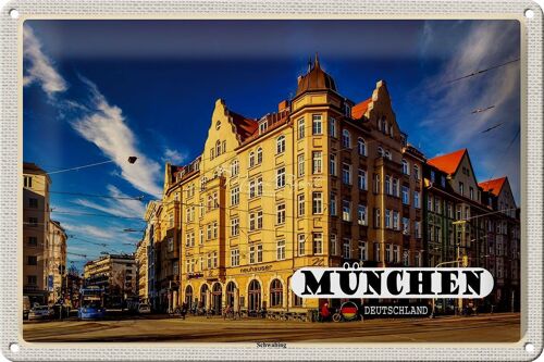 Blechschild Städte München Schwabing Stadt Gehweg 30x20cm