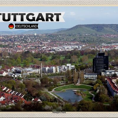 Cartel de chapa ciudades Stuttgart Norte de Alemania 30x20cm
