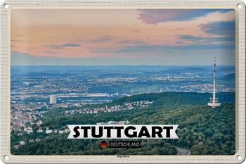 Plaque en tôle villes Stuttgart vue de Degerloch 30x20cm 1