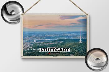 Plaque en tôle villes Stuttgart vue de Degerloch 30x20cm 2
