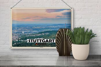 Plaque en tôle villes Stuttgart vue de Degerloch 30x20cm 3