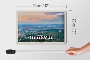 Plaque en tôle villes Stuttgart vue de Degerloch 30x20cm 4