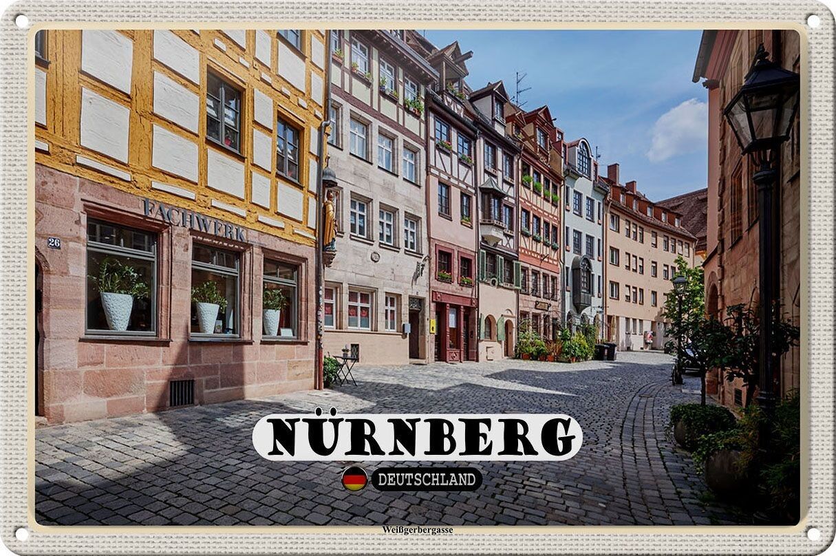 Targa in metallo città Norimberga Weißgerbergasse 30x20 cm