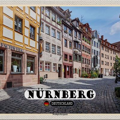 Cartel de chapa ciudades Nuremberg Weißgerbergasse 30x20cm
