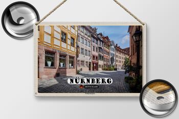 Plaque en tôle Villes Nuremberg Weißgerbergasse 30x20cm 2
